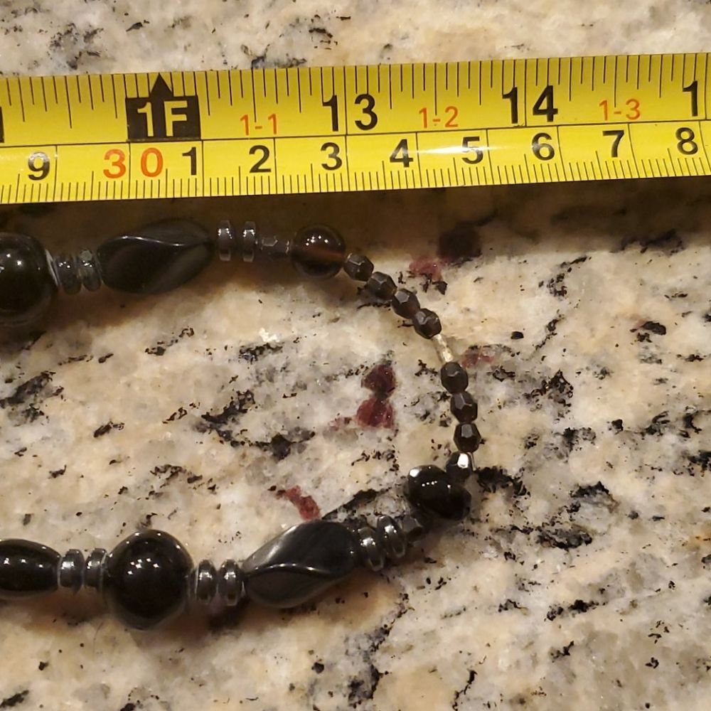 Handmade Black Beaded Statement Necklace Multi Shape Acrylic Glass Mixed Bead - Picture 5 of 5